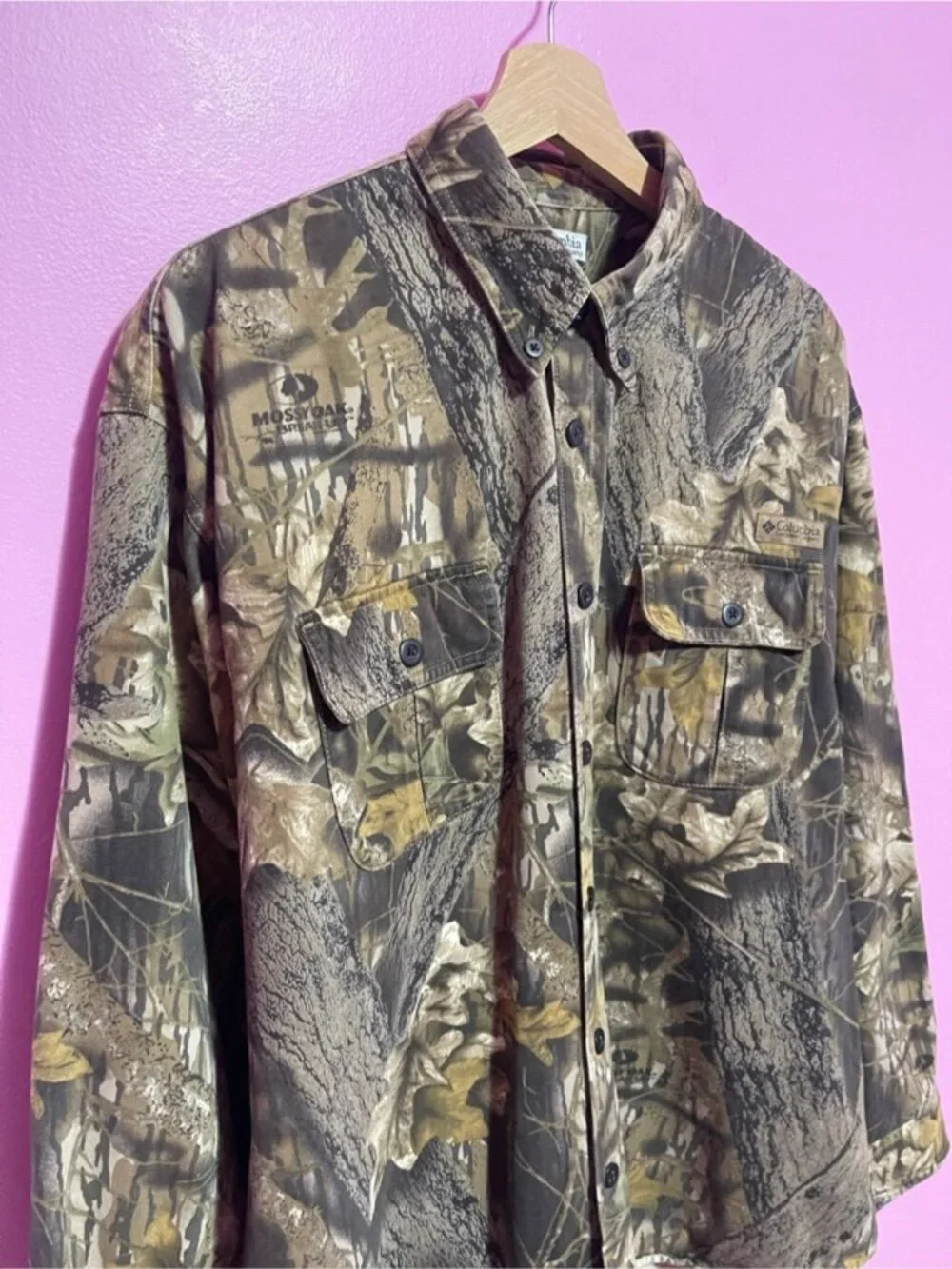 Vintage Columbia Mossy Oak Break Up Camo Shirt Button Down‎ Hunting Men’s XL